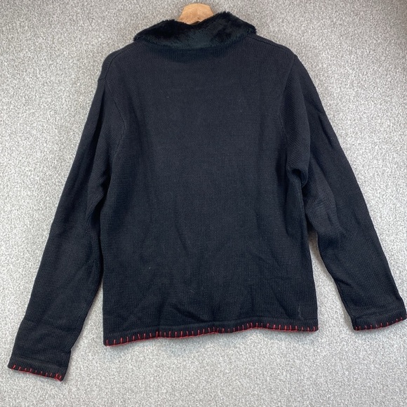 Vtg Victoria Jones Christmas cardigan M zipper beading & embroidery festive - Picture 9 of 11